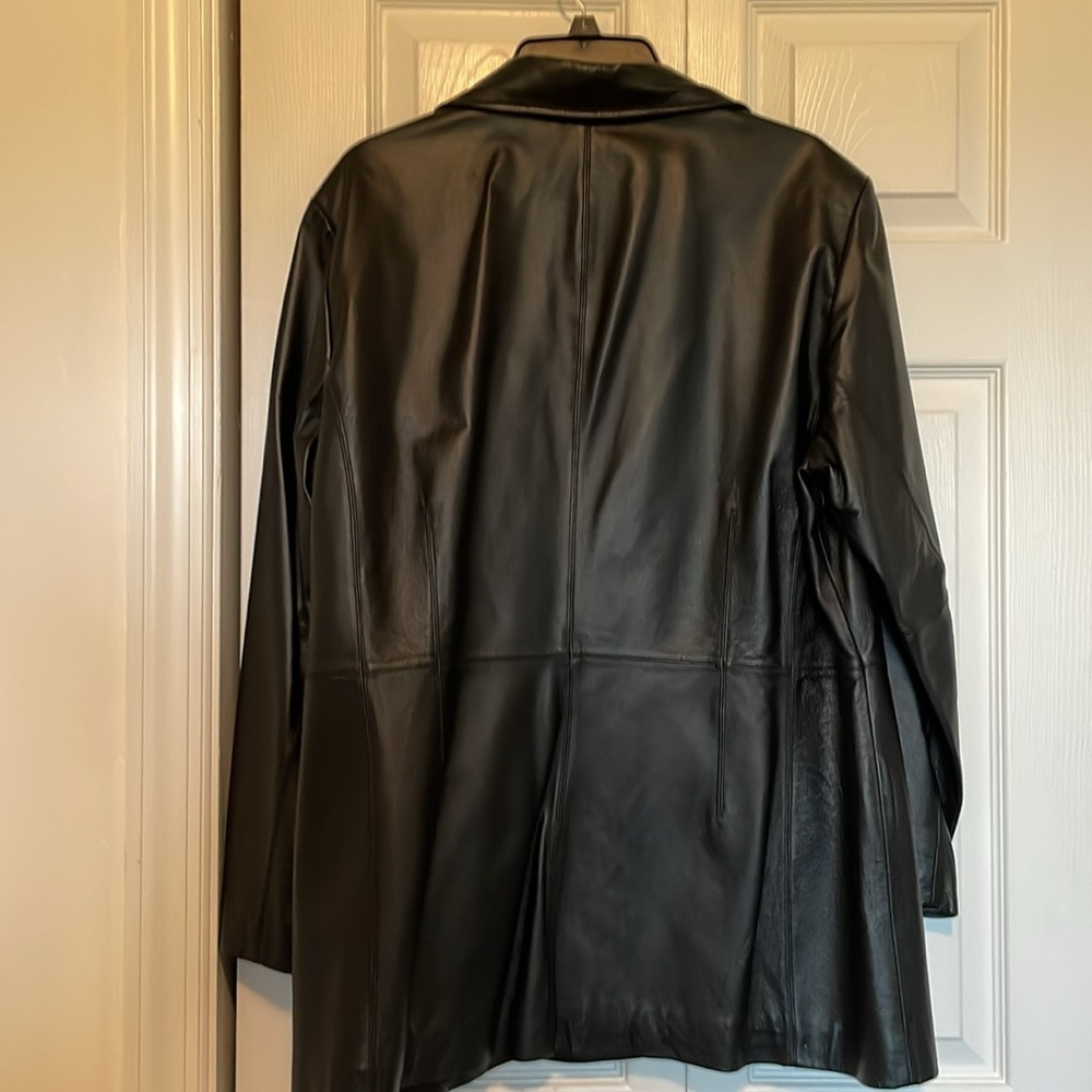 Women’s XL Worthington black leather coat/blazer-collar 3 button-front pockets - Picture 9 of 10